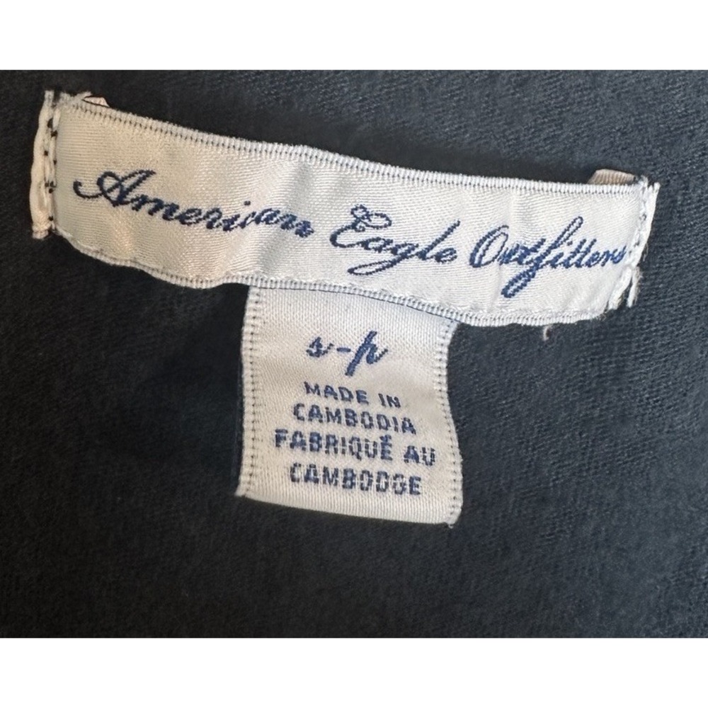 American Eagle Modal blend knit navy blue‎ floral top blouse sz S Y2K - Picture 2 of 6